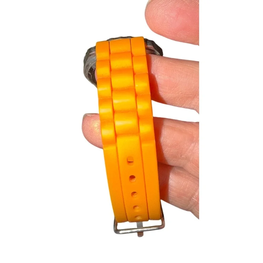 Bright Orange Accutime‎ Quartz Watch Silicone Band Analog Casual Sporty Style
